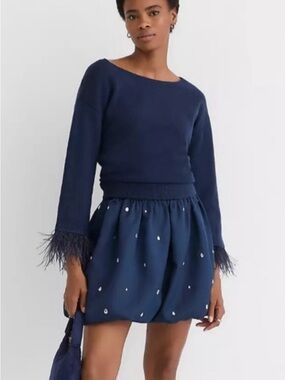 LOFT jeweled ruched Bubble Skirt with Embellishments M NWT
